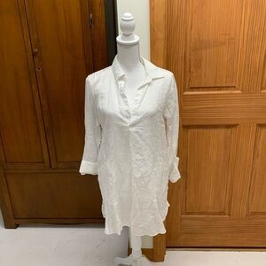 FOR CYNTHIA linen cotton blend swim coverup tunic top med 21 in pit